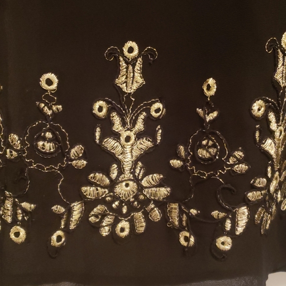 NWOT Black and Gold Embroidered Sheath Dress - Picture 2 of 4